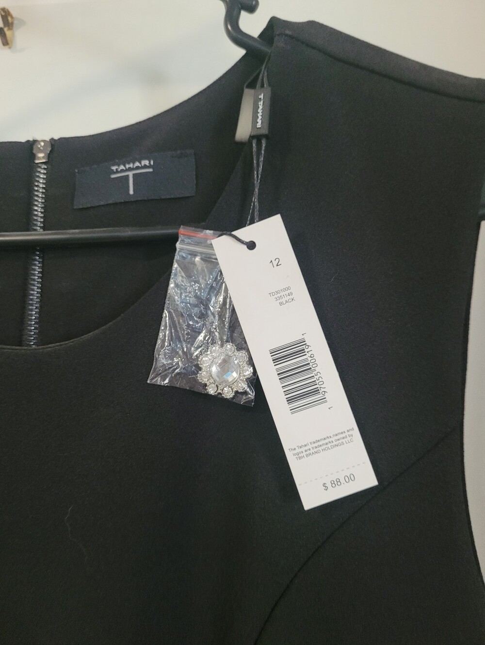 Tahari Black Sleeveless Midi Sheath Dress with Decorative Buttons - Picture 3 of 4